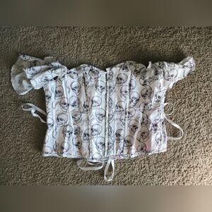 Skull Print Off-Shoulder Corset Top